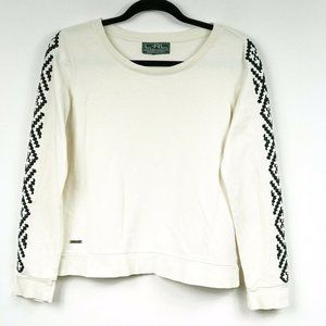 Lauren RL Sweater Faux Leather Trim LS Round Neck